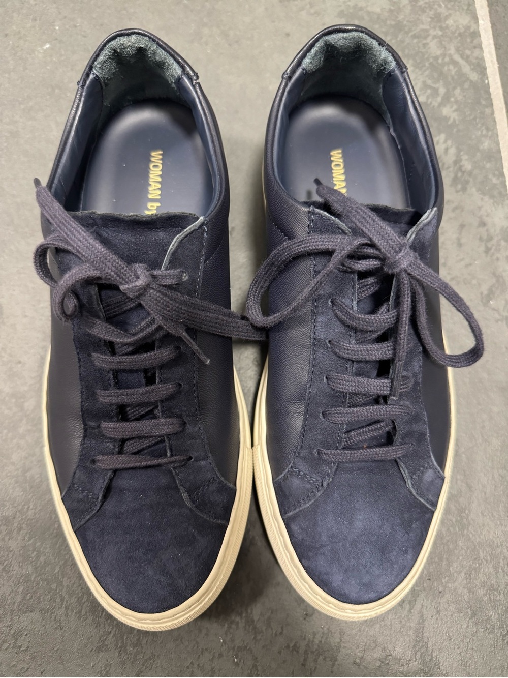Common Projects Navy Suede and Leather Low-Top Sneakers, size 36
